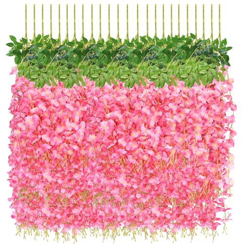 Wisteria Hanging Flowers, 12 Pcs Artificial Wisteria Garland Flower Vines - color: Pink, size: 12 Pack