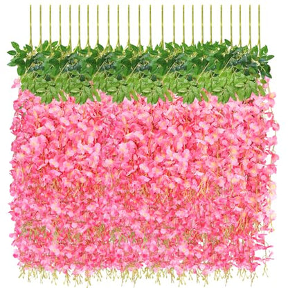 Wisteria Hanging Flowers, 12 Pcs Artificial Wisteria Garland Flower Vines - color: Pink, size: 12 Pack