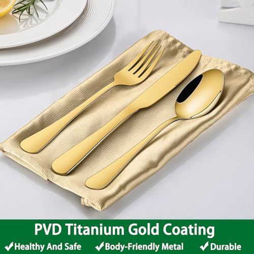 Gold Soup Spoons,8 PCs 7.3 Inch Dinner Spoons,Durable Mirror Polishing Stainless Steel Silveware Main Spoon,Dishwasher Safe Gold Table Spoon For Home Restaurant Hotel - size: 8-Piece(Gold)