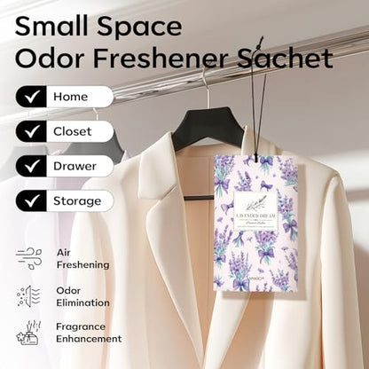 MYARO 20 Pack Lavender Scented Sachets, Closet Deodorizer Car Air Freshener - color: Lavender, size: 20 Packs
