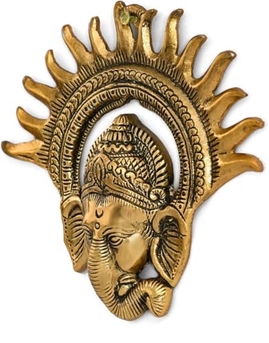 Brass Ganesh Wall Hanging | Ganesha Decorative Showpiece for Home Temple, Living Room, Office | Hindu God Idol for Pooja Room & Festive Gift