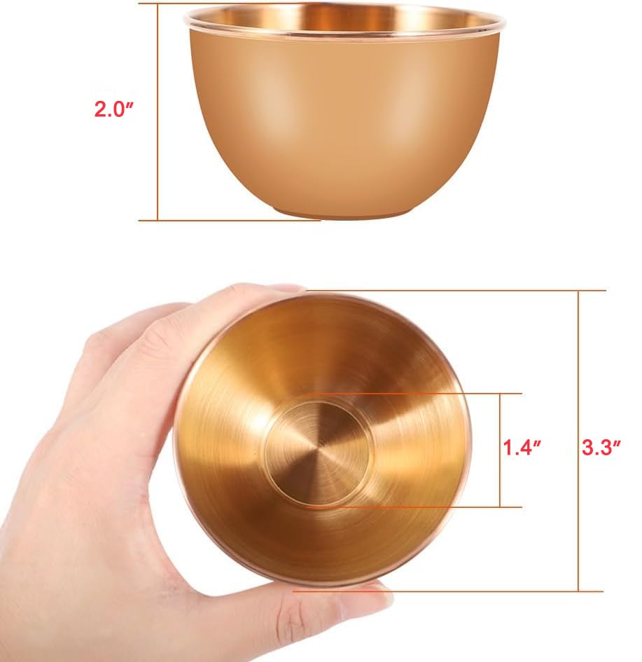 10 Pack 3.3inch Stainless Steel Sauce Dishes Mini Individual Saucers Bowl Round Seasoning Dishes Sushi Dipping Bowl Appetizer Plates, Champagne Gold - color: Champagne Gold x 10