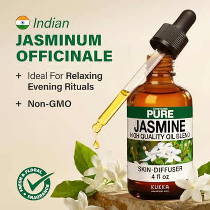 100% Pure Jasmine Essential Oil 4 Fl Oz - Floral Scent for Hair and Skin - size: 4 Fl Oz (Pack of 1)