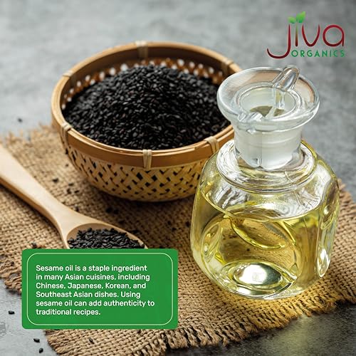 Organic Sesame Oil 3/4 Gallon Bottle - NOT TOASTED - Cold Pressed, Non-GMO, For & Skin & Cooking - 101oz / 3 liter - by Jiva Organics - size: 101 Fl Oz (Pack of 1)