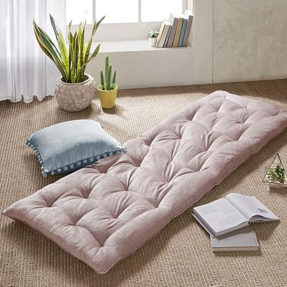 Intelligent Design Foldable Lightweight Lounge Floor Pillow 27" x 74" Blush - color: Blush