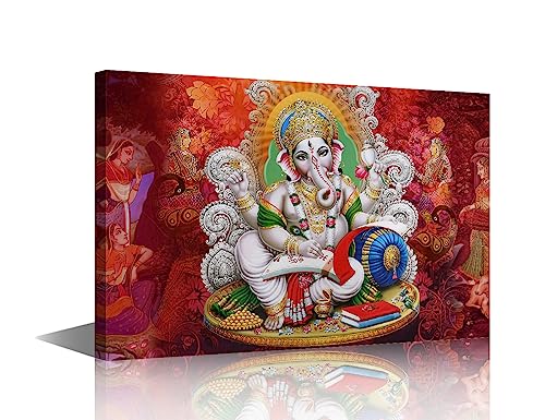 1 Panel Wall Decor Indian God Canvas Wall Art Ganesha Modern Artwork for Office Religious Culture Picture Print on Canvas Wall Decorations Framed Ready to Hang for Living Bedroom Home, 16"Wx24"H - color: Artwork-11, size: 24"L x 16"W