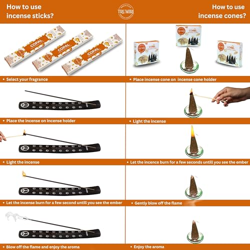 Copal Incense Sticks & Incense Cones Combo Pack - 60 Insence-Sticks + 30 Insence Cones - Inscense - Incense Cones Scented - Insents - color: Copal