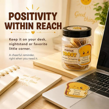 Daily Positive Toast Jar, 60 Toast Notes, Encouragement Gifts For Women, 60 uplifting toast-shaped notes for daily encouragement, friendship gifts, birthdays, new beginnings and thoughtful moments. - style: Daily Affirmation Toast