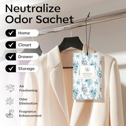 MYARO 20 Pack Linen Scented Sachets, Closet Deodorizer Car Air Freshener - color: Linen, size: 20 Packs