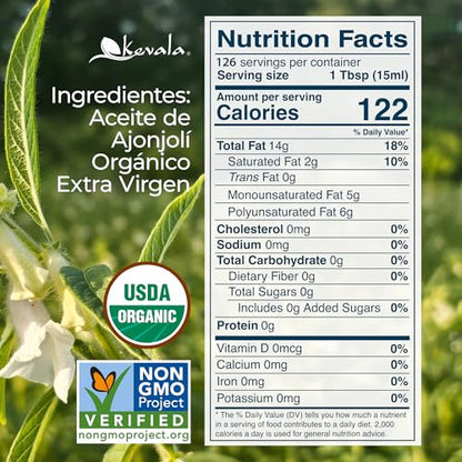 Kevala Organic Extra Virgin Sesame Oil – 64 oz, Body Care and Hair Care - size: 64 Fl Oz (Pack of 1)