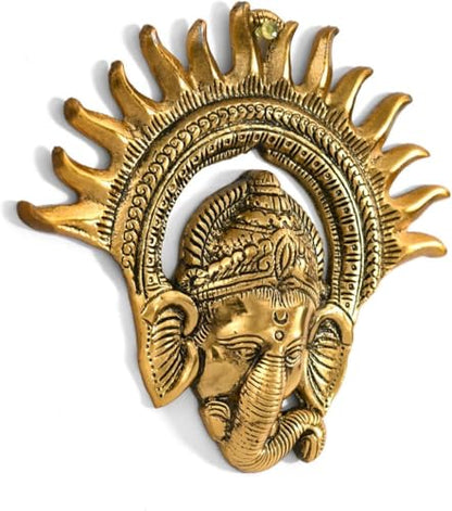 Brass Ganesh Wall Hanging | Ganesha Decorative Showpiece for Home Temple, Living Room, Office | Hindu God Idol for Pooja Room & Festive Gift