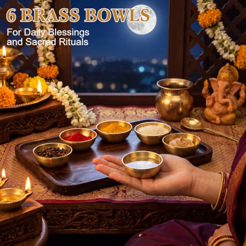 Set of 6 2.4 Inch Pure Brass Bowls for Pooja Indian Return Gift