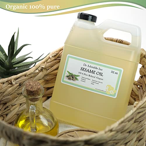 Dr Adorable - 32 oz - Sesame Seed Oil Refined - Pure Organic Cold Pressed