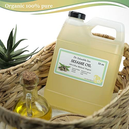 Dr Adorable - 32 oz - Sesame Seed Oil Refined - Pure Organic Cold Pressed