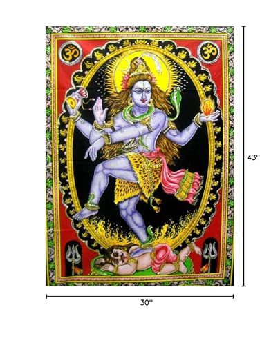 Dancing Shiva/Nataraja sequins Cotton Wall Hanging Yoga Painting : Size 43"x30" Inches - color: Dancing Shiva