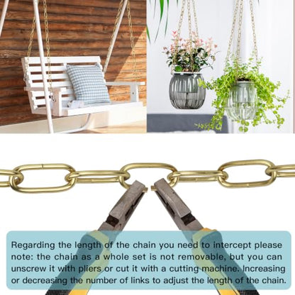 Helunsi Industrial Lighting Chain, 6 Feet Antique Brass Light Fixture Chain - color: Antique Brass
