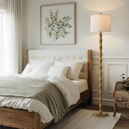 BOBOMOMO 62" Rustic Farmhouse Floor Lamp Antique Gold with Remote & Dimmable 9W Bulb, 3 Color Temperatures Resin Standing Lamp, Retro Tall Lamp for Living Room, Bedroom, Nursery, Office, Reading Nook - color: Aged Gold