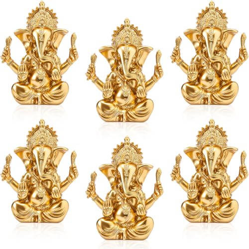 Soulchen 6 Pcs Indian Return Gifts for Pooja Ganesh Statue Small Elephants Statues Bulk Ganesha Diwali Decor Symbol of Lucky Wealth Prosperity for Diwali Pooja Wedding Favor (Distinctive Style) - style: Distinctive Style
