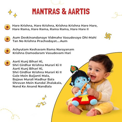 Panda's Box Mantra Chanting Baby Krishna (Small - 23 CM) | Musical Soft Plush Toy | Best Gift for Infants, Toddlers & Babies