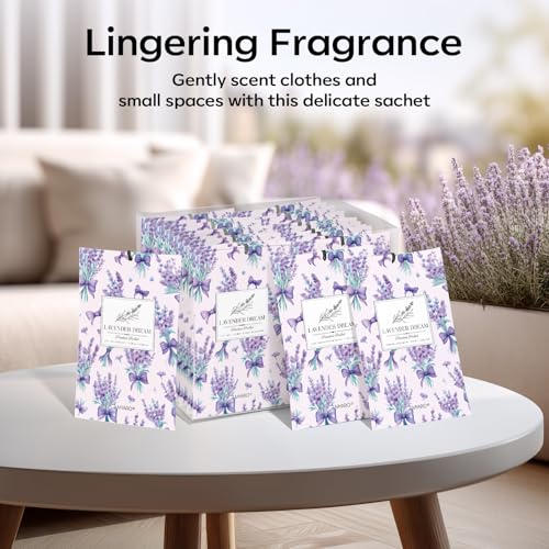 MYARO 20 Pack Lavender Scented Sachets, Closet Deodorizer Car Air Freshener - color: Lavender, size: 20 Packs