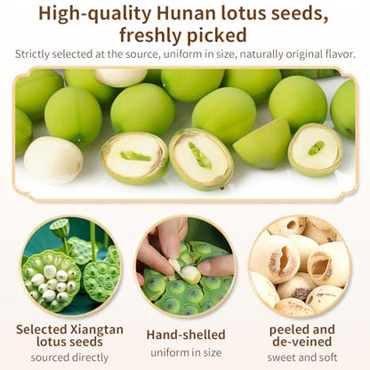 Baihuatang Natural Lotus Seeds for Tea Porridge Natural Dried White Lotus Seeds (Lian Zi) - 300g Herbal Tea & Cooking Ingredient, Perfect for Porridge, Soup, and Traditional Recipes 莲子 百合银耳莲子羹原料