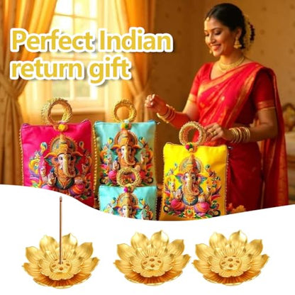 30 Pcs Diwali Gifts Bulk, Lotus Incense Holder, Indian Return Gifts for Pooja Bulk, Gold Lotus Incense Sticks Holder