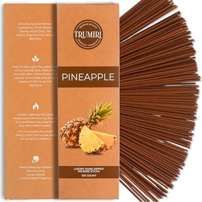 Pineapple Incense Sticks - Pack of 100 Insence-Sticks - Inciensos Aromaticos para La Casa - Natural Non Toxic Inscents - Scented Insense Incents Incence - color: Pineapple