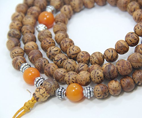 DharmaObjects Tibetan Buddhist Meditation 108 Beads Genuine Bodhi Seed Mala for Compassion