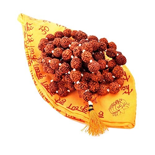 IS4A Panchmukhi 5 Mukhi (Face) Rudraksha Mala 10mm 108+1 Beads with Gaumukhi for Jaap,Meditaion Mala