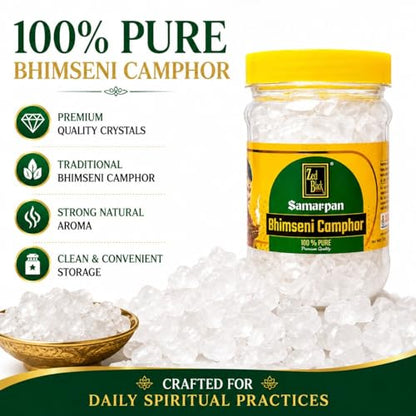 Bhimseni Camphor, Bulk Kapoor Crystals for Pooja, 250g Jar - size: 250GM