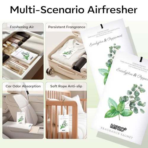MYARO 12 Pack Eucalyptus Mint Scented Sachets, Closet Deodorizer Freshener - color: Eucalyptus Mint, size: 12 Packs
