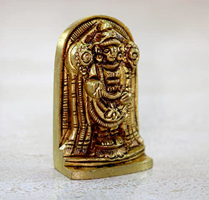 eSplanade Brass Lord Hanuman Idol Car Dashboard God Idol - 2.5" Inches Lord Balaji Murti for Desk Decor, Bajrangbali Statue, Hanuman Murti | Antique Decor Item | 100% Pure Brass, House Warming Gift - style: Bajrangbali