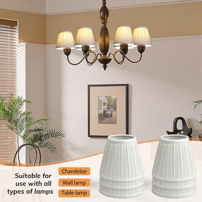 Ruiever 6pack Small Lampshades Clip On Bulb Fabric Lamp shade Bottom 5.9''x Top 3.54''xH 5.12'' for Chandeliers Wall Ceiling Table and Floor Lamps Eyes Protected Lampshades (Cream) - color: Cream