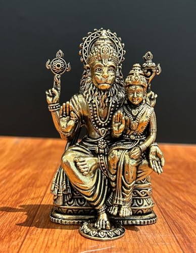 Premium Brass Narasimha laxmi Statue 10 CM, Premium Brass Narasimha Statue, Lion god Vishnu Avtar Narsingh Idol Housewarming Gift | Home Decor