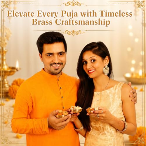 12 Pcs Pure Brass Bowls for Puja, 2.2 Inch Altar Offering Bowls - size: 2.2 Inch
