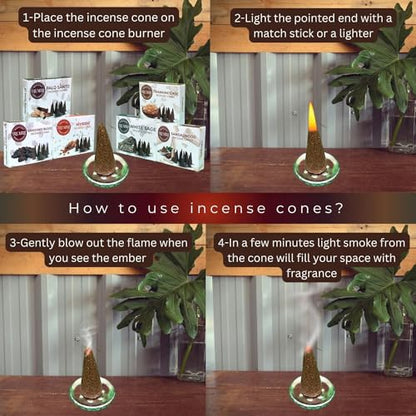 Trumiri Woody Incense Cones - Variety Pack - Total 60 Cone Incense (6 Scents x 10 Conos) - White Sage, Palo Santo, Dragons Blood, Sandalwood - Inscents-Cones Scented - Insense Cones - Incent Cone - color: Woody