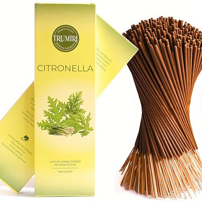 Citronella Incense Sticks - Pack of 100 Insence-Sticks - Made with Natural Citronela Oil - Scented Insense Outdoor Inscents Non Toxic Incents - color: Citronella