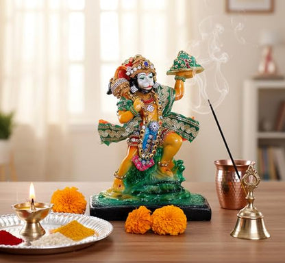 eSplanade Resin Hanuman Anjaneya Pavan Putra Idol Murti Moorti Statue (8.5 x 6.5 Inches)