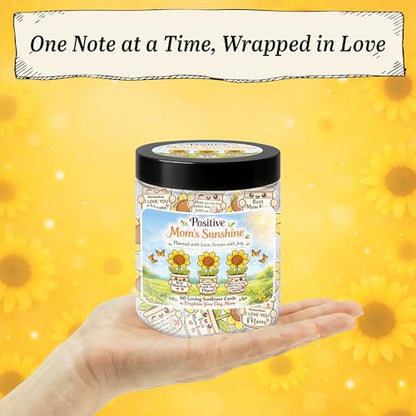Positive Mom's Sunshine, Mothers Day Gifts from Daughter, 60 Positive Sunflower Affirmations Jar, Best Mom Ever, Birthday Gift for Mommy - style: Positive Mom's Sunshine