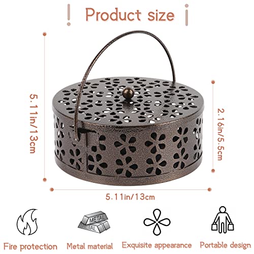 Portable Iron Mosquito Coil Holder with Handle for Outdoor, Bronze - color: Bronze