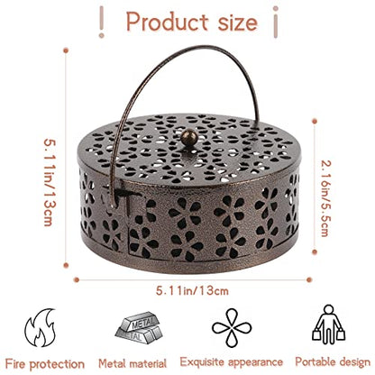 Portable Iron Mosquito Coil Holder with Handle for Outdoor, Bronze - color: Bronze