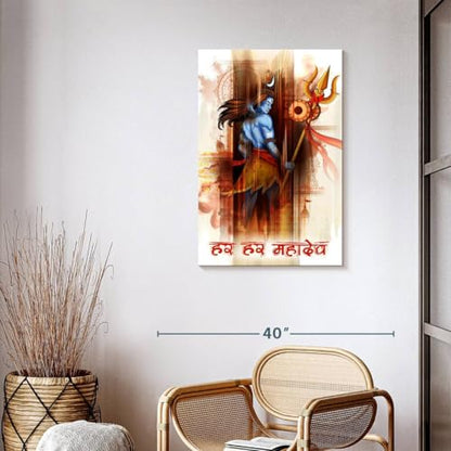ElephantStock - Lord Shiva Abstract Wall Art - Vertical Canvas Wall Art - Living Room Wall Decor - Digital Art Religion And Spirituality Canvas Art - Brown And Orange Decor - 24" x 36" - size: 36"L x 24"W