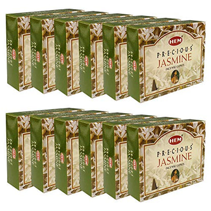 Precious Jasmine Incense Cones and Cone Incense Burner Bundle Insence Insense Hem Incense - color: Precious Jasmine