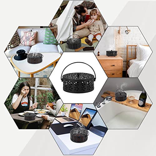 Portable Iron Mosquito Coil Holder with Handle for Outdoor, Black - color: Black