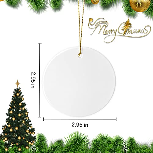 Sublimation Ceramic Ornaments - Bulk Ceramic Discs for Heat Press Printing - White Round Porcelain Personalized Xmas Tree Keepsake Crafts Gift - 48pc - color: Gold,white - 48pc