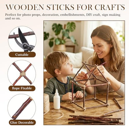 Amosfun 40Pcs Wood Sticks for Crafts, 7.8in and 11in Natural Birch Twigs Sticks for DIY School Projects Photo Props Card Making Rustic Decor