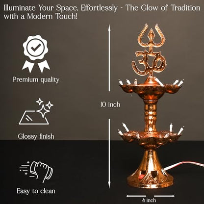 Electric Plastic Light, Pooja Diya with LED Spark, Home Temple Decor, Electric Diya Golden,Mandir Diya,Diwali Diya Lamp (2 Layer, 1) - style: 2 layer