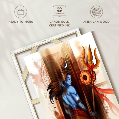ElephantStock - Lord Shiva Abstract Wall Art - Vertical Canvas Wall Art - Living Room Wall Decor - Digital Art Religion And Spirituality Canvas Art - Brown And Orange Decor - 26" x 39" - size: 39L" x 26W"