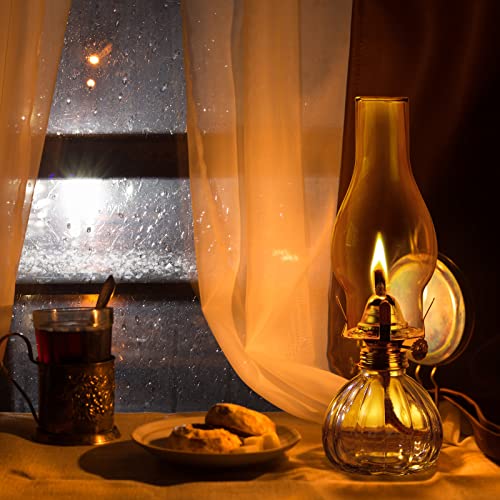 Hortsun 2 Pieces Vintage Glass Kerosene Lamp Tabletop Lantern,Retro Style - style: Retro Style