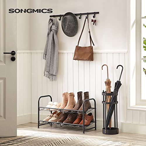 SONGMICS 2-Tier Stackable Metal Shoe Rack, Holds Up to 8 Pairs of Shoes - color: Black, size: 2 Tiers (27"W)